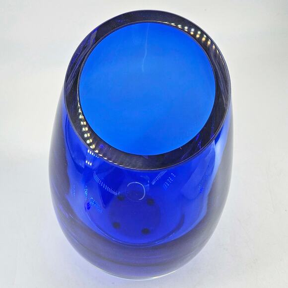 Cobalt Blue sommerso Magnor Norway Art Glass vase polished bottom - Picture 3 of 4